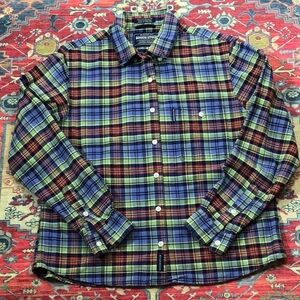VTG 🐎 Panhandle Rough Stock Cotton Vibrant Plaid Long Sleeve